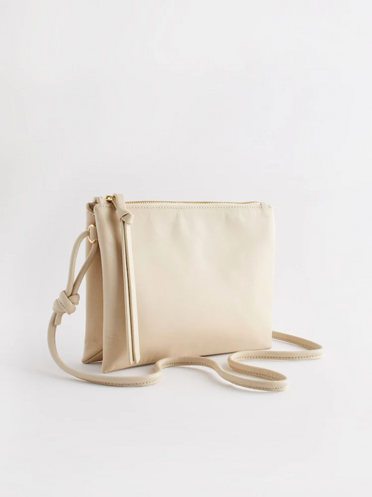 Bone Cream Leather Cross-Body Bag