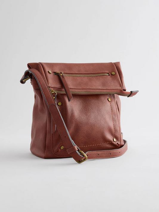 Tan Brown Washed Messenger Bag