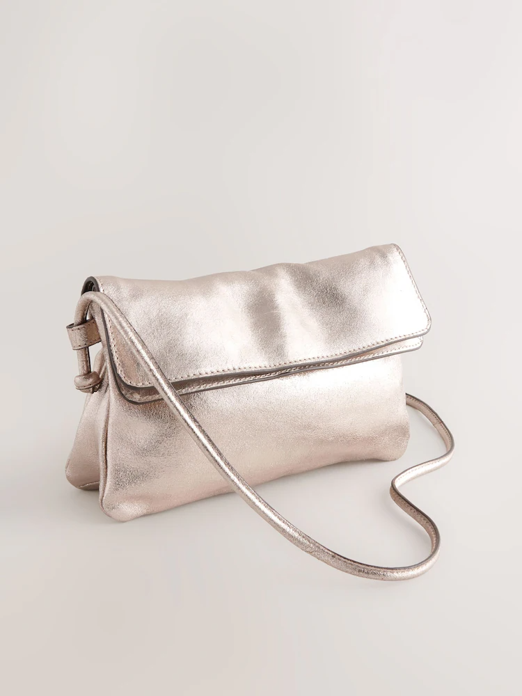 Gold Suede Flap Cross-Body Bag