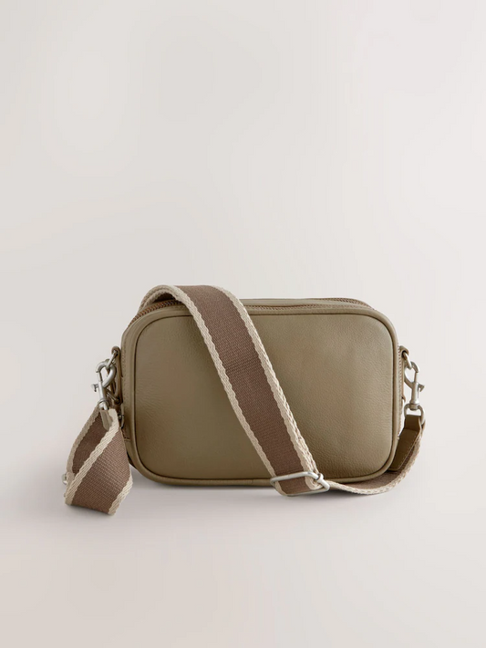 Khaki Green Leather Camera Bag