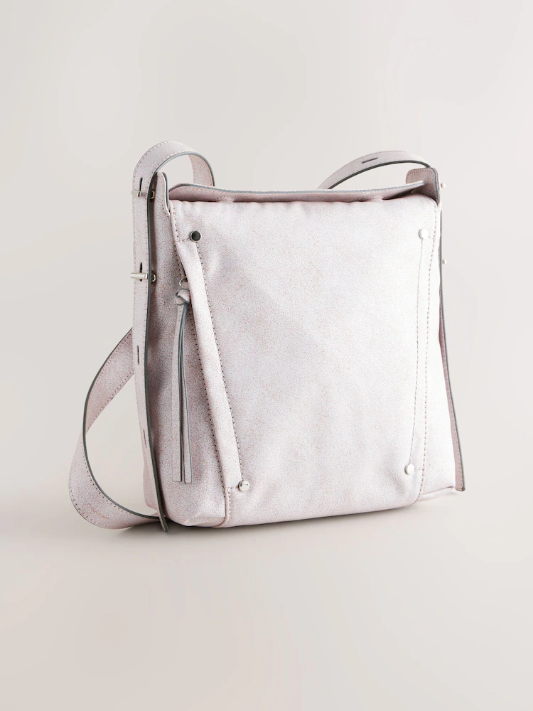 Pale Pink Crinkle Cross-Body Bag