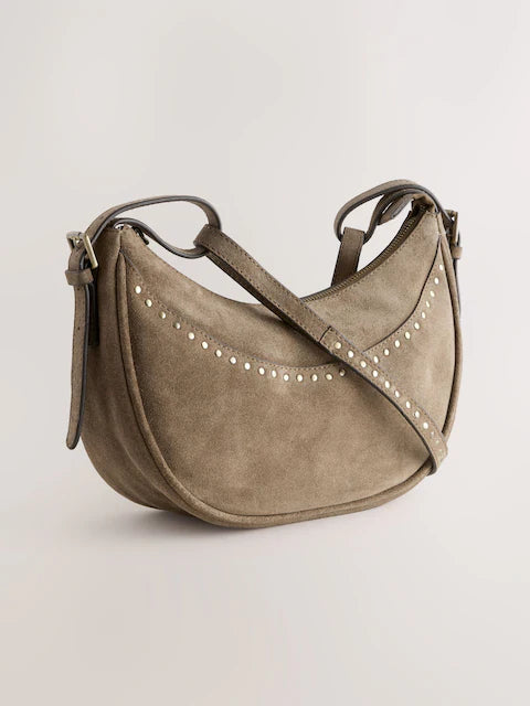 Sand Suede Stud Sling Bag