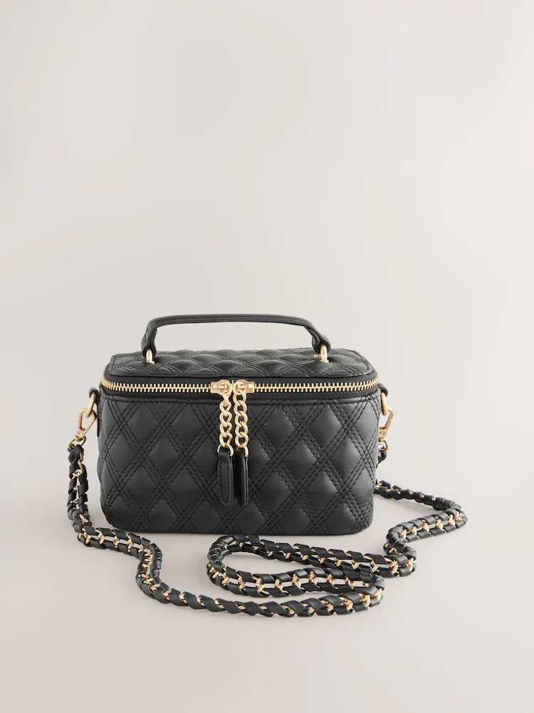 Black Quilted Cross-Body Bag