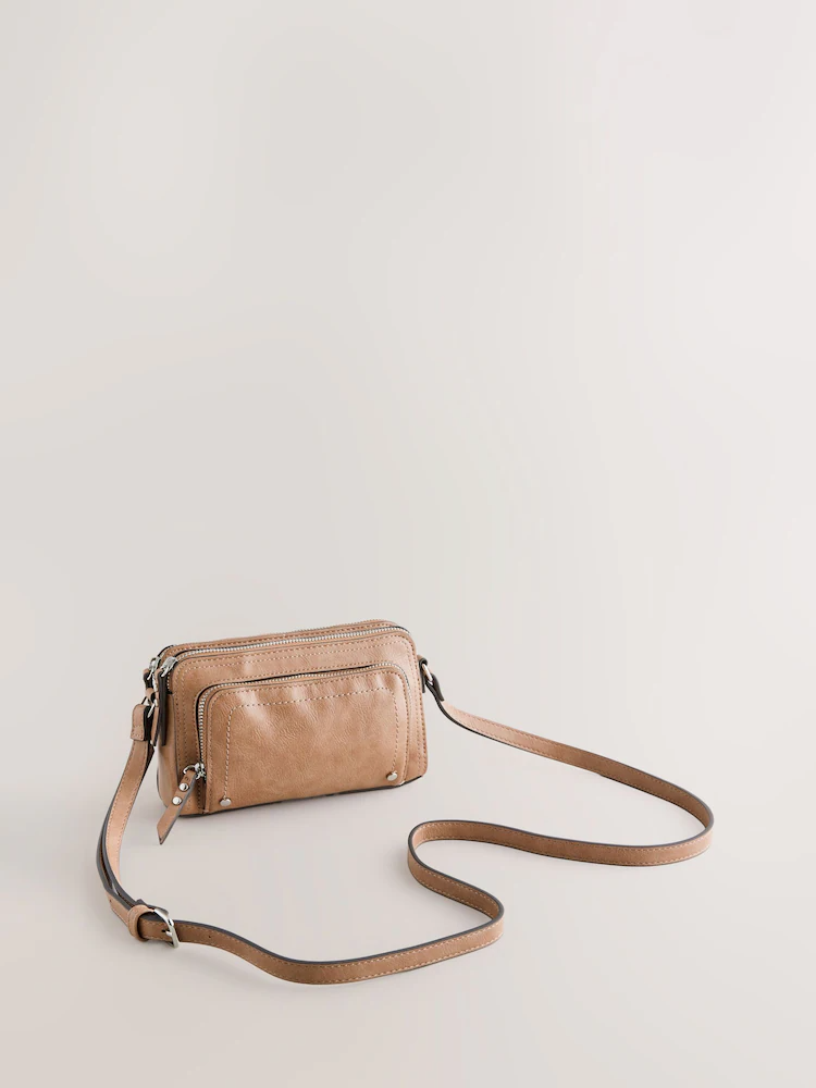 Pink Double Zip Cross Body Bag