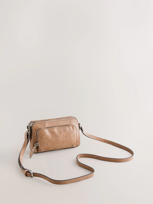 Pink Double Zip Cross Body Bag