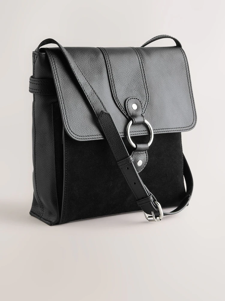 Black Leather Messenger Bag