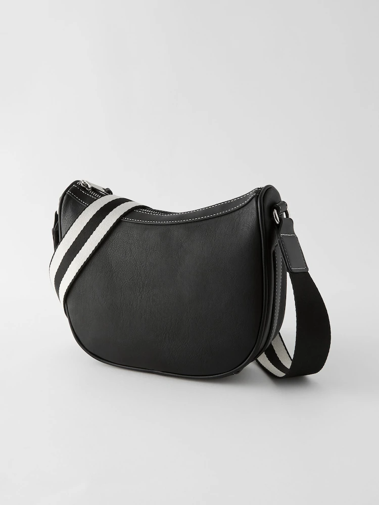 Black Cross-Body Saddle Bag