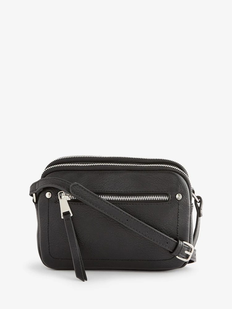 Black Utility Stud Cross-Body Bag