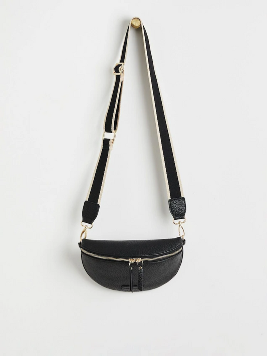 Oliver Bonas Black Metallic Strap Belt Bag